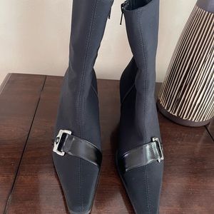NEW Paul Green Boot Buckle Black Fabric Heel Women’s Size 4 (6.5)